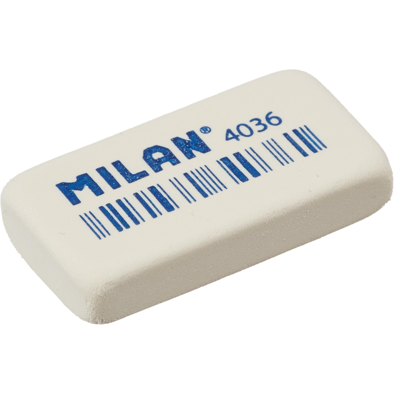 Ластик Milan 973204-10, каучуковый, 3,9х2х0,8, белый, 10 штук