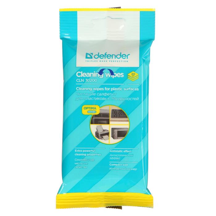 Салфетки чистящие для поверхностей, Defender Cleaning wipes, Optima, 20 штук в пакете с ев