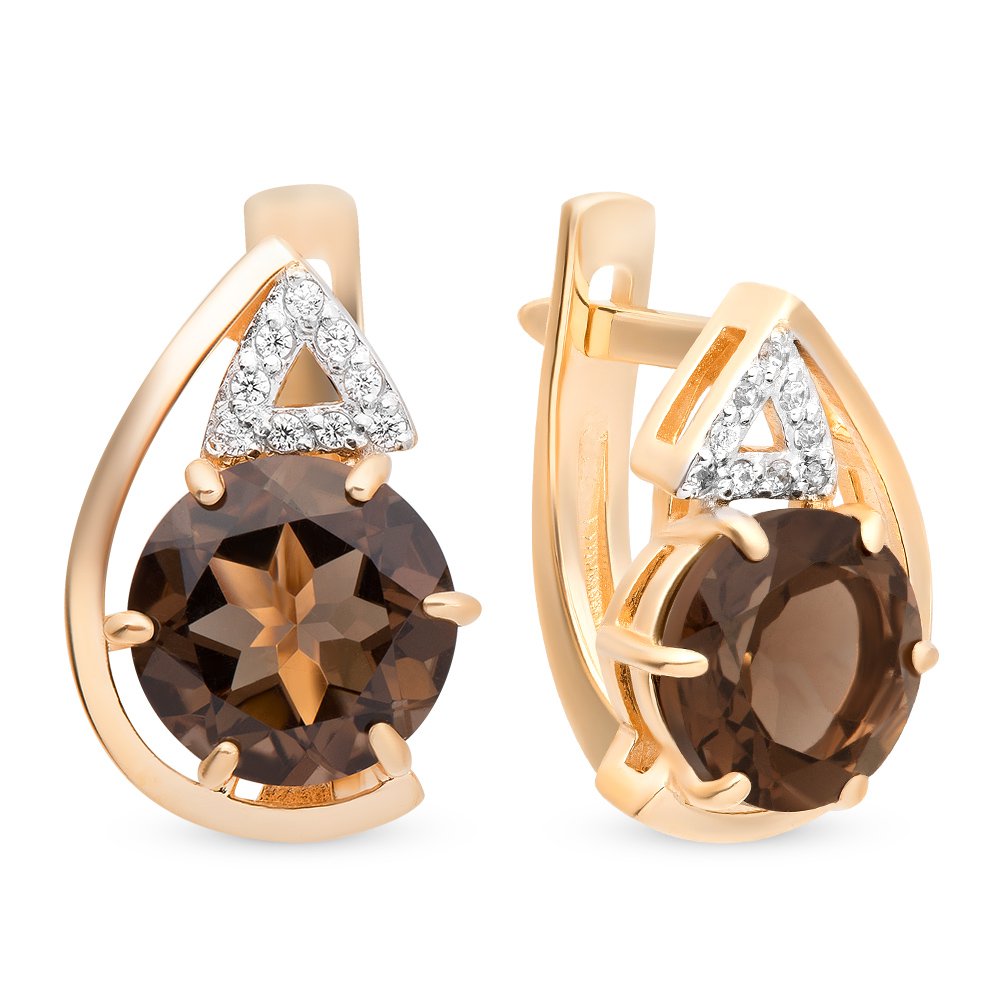 

Серьги из красного золота с раухтопазом, фианитом 585Gold 202007427, 202007427
