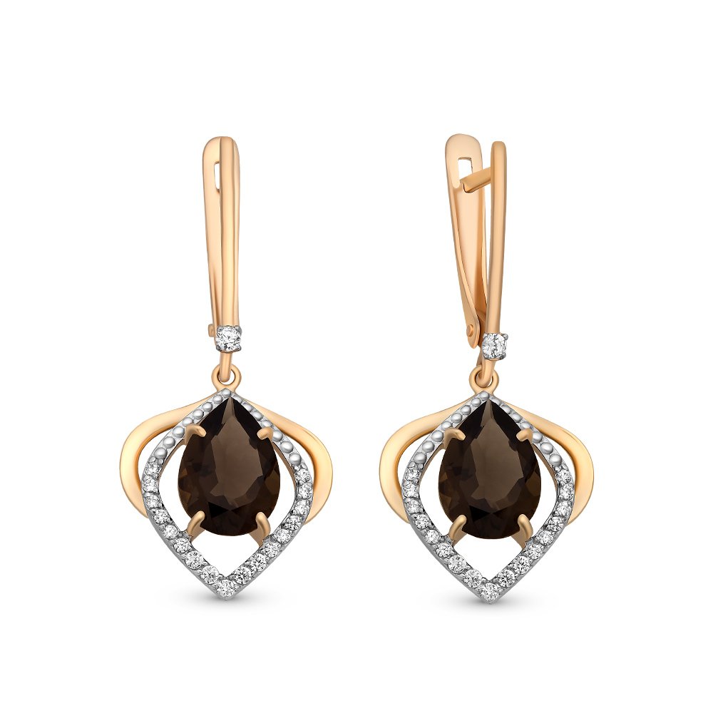 

Серьги из красного золота с раухтопазом, фианитом 585Gold 202007072, 202007072