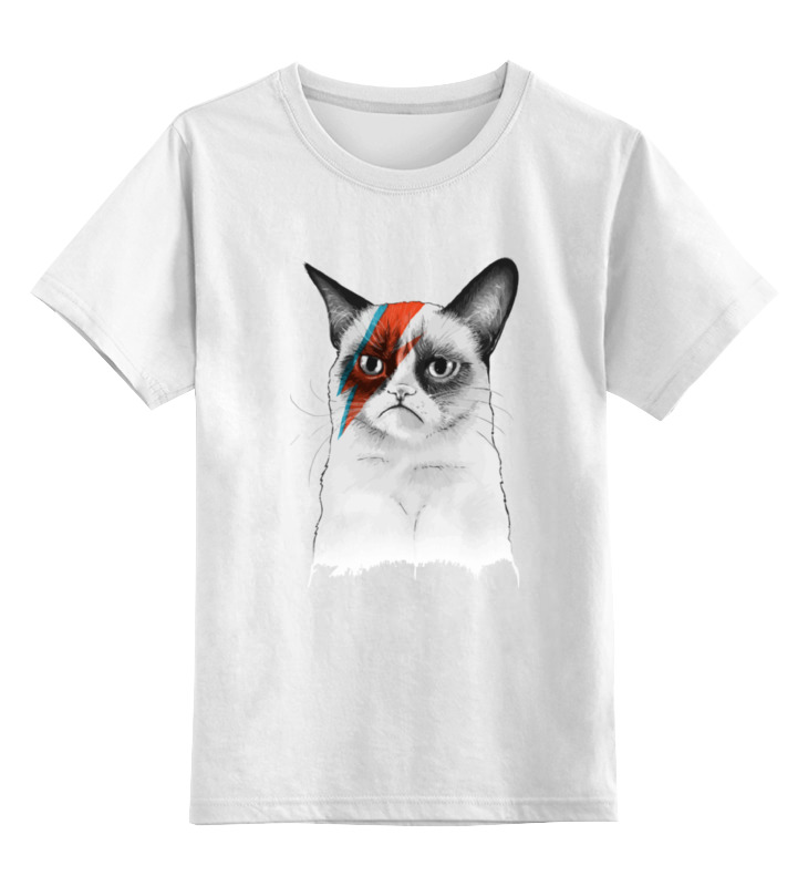 Футболка детская Printio Grumpy cat x bowie цв. белый р. 104 кружка 350 мл tassen grumpy белый