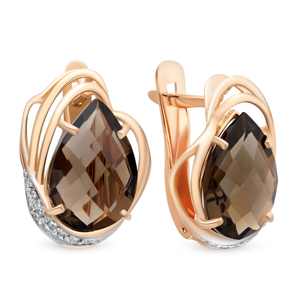 

Серьги из красного золота с раухтопазом, фианитом 585Gold 202006900, 202006900