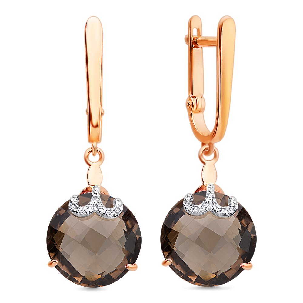 

Серьги из красного золота с раухтопазом, фианитом 585Gold 202006897, 202006897