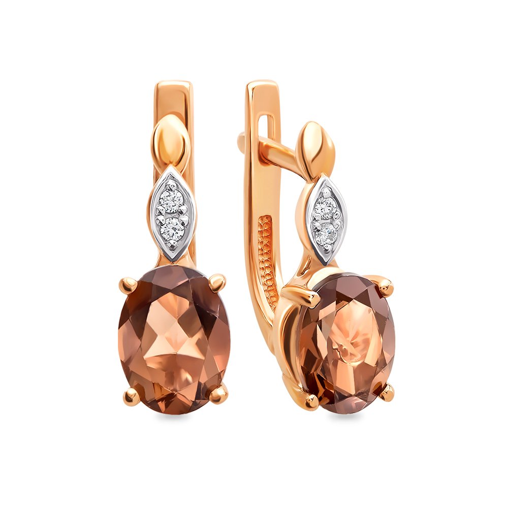 

Серьги из красного золота с раухтопазом, фианитом 585Gold 202006532, 202006532