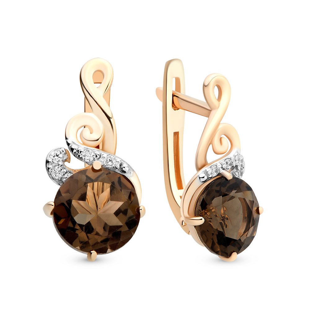

Серьги из красного золота с раухтопазом, фианитом 585Gold 202006531, 202006531