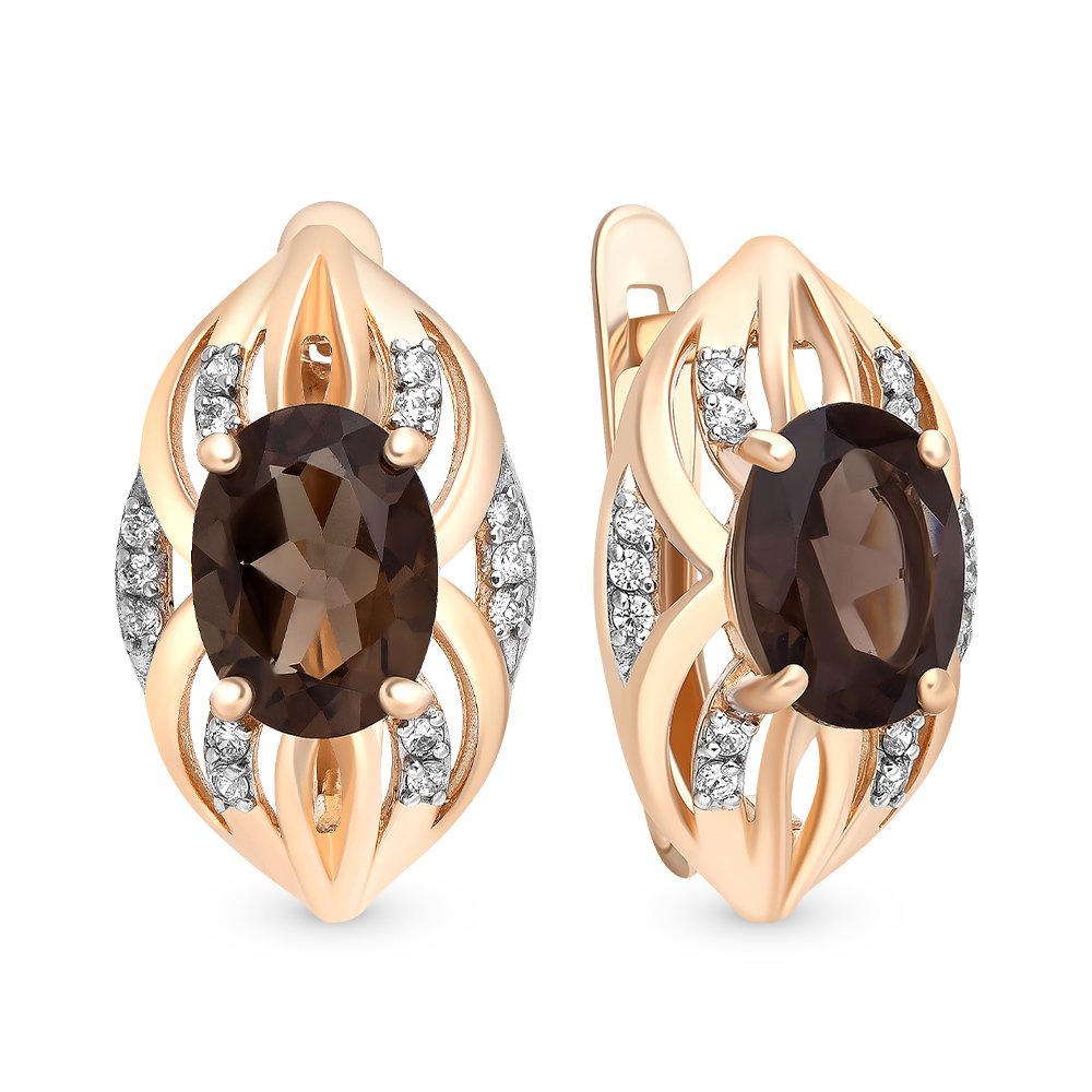 

Серьги из красного золота с раухтопазом, фианитом 585Gold 202006530, 202006530