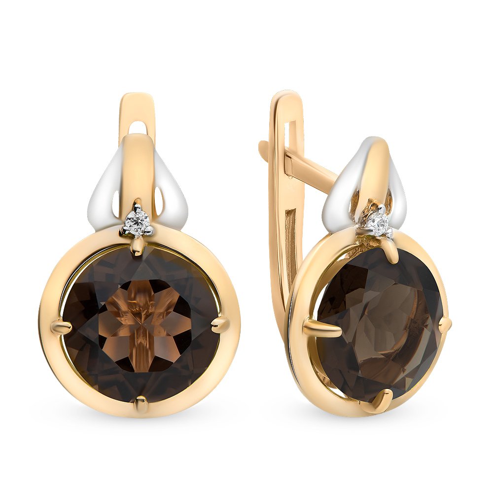 

Серьги из красного золота с раухтопазом, фианитом 585Gold 202005966, 202005966
