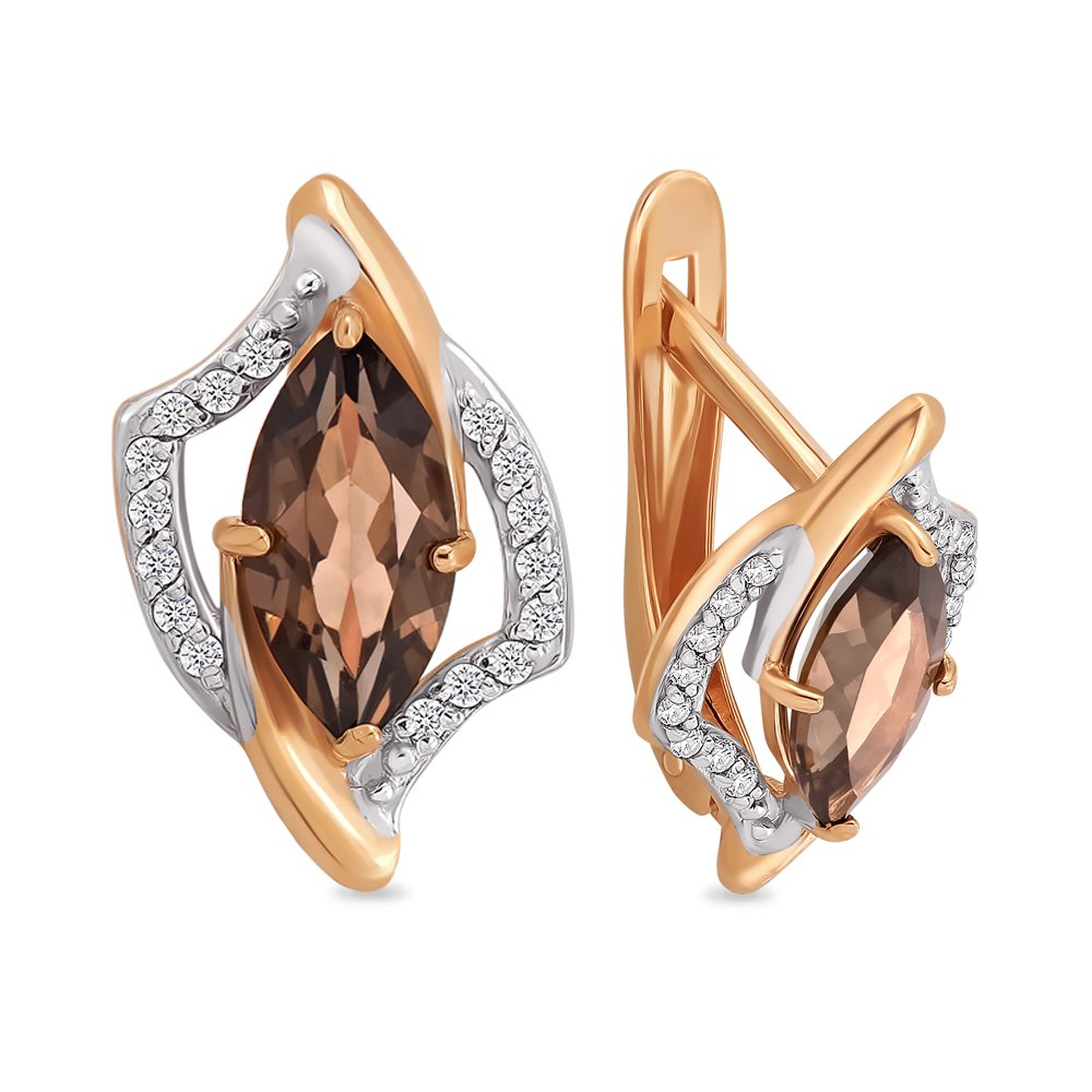 

Серьги из красного золота с раухтопазом, фианитом 585Gold 202005940, 202005940