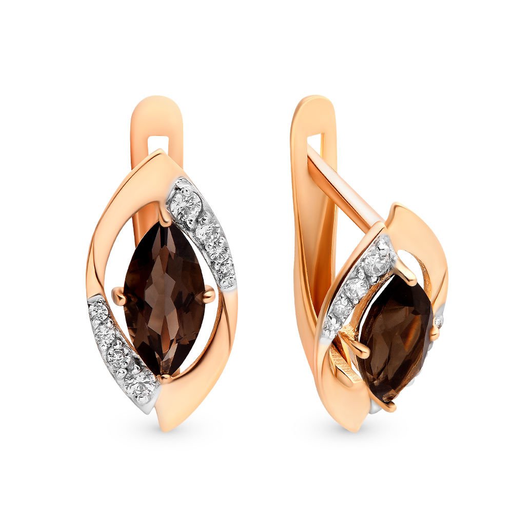 

Серьги из красного золота с раухтопазом, фианитом 585Gold 202005965, 202005965