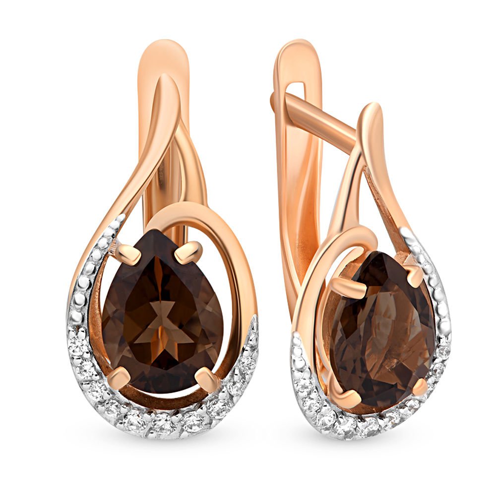 

Серьги из красного золота с раухтопазом, фианитом 585Gold 202005907, 202005907