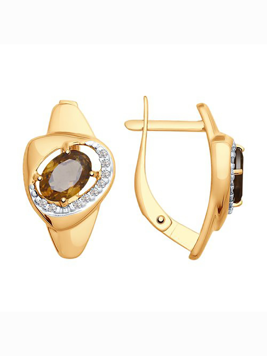 

Серьги из серебра 585Gold 702009160, раухтопаз/фианит, 702009160