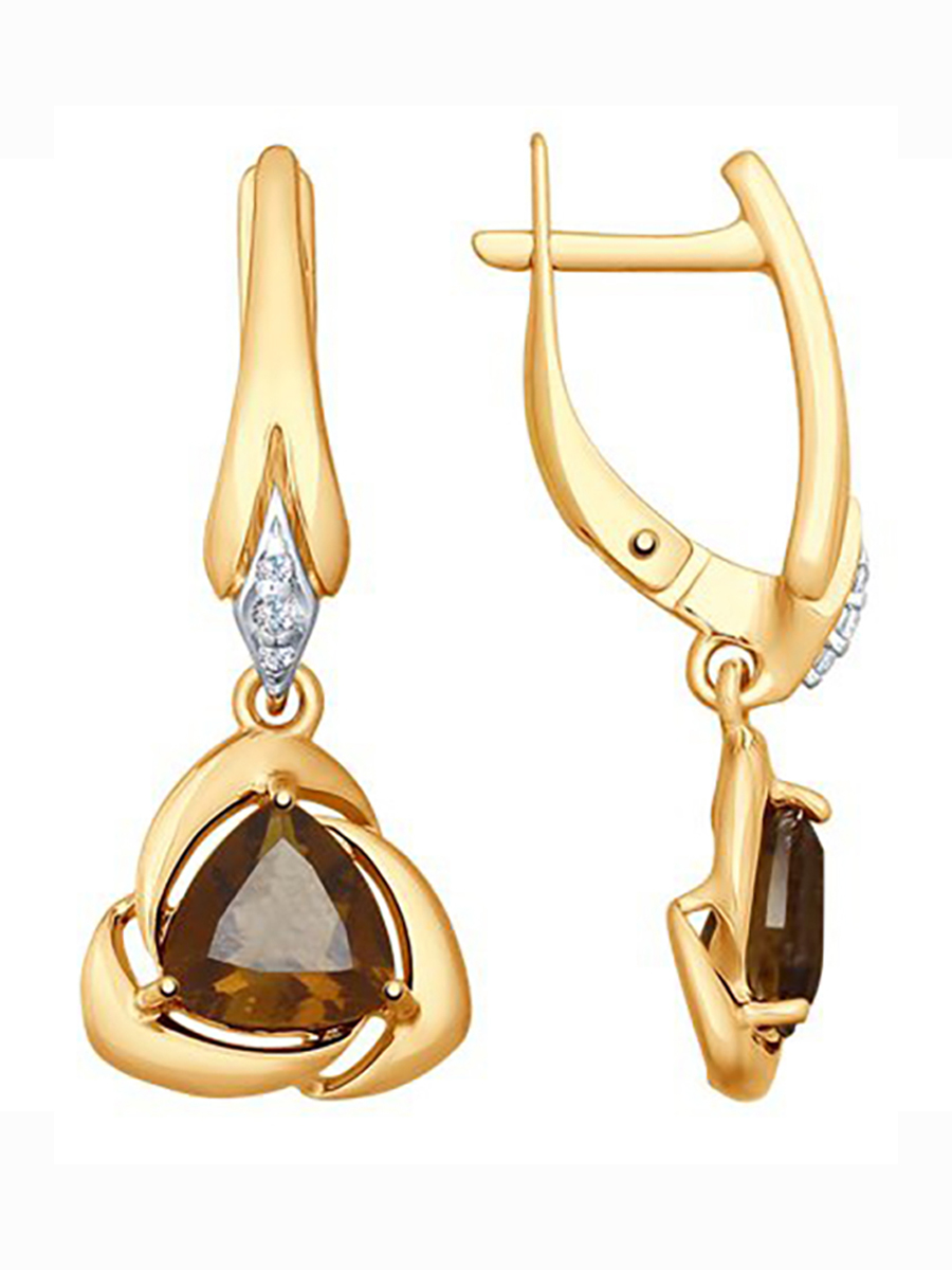 

Серьги из серебра с раухтопазом, фианитом 585Gold 702009136, 702009136