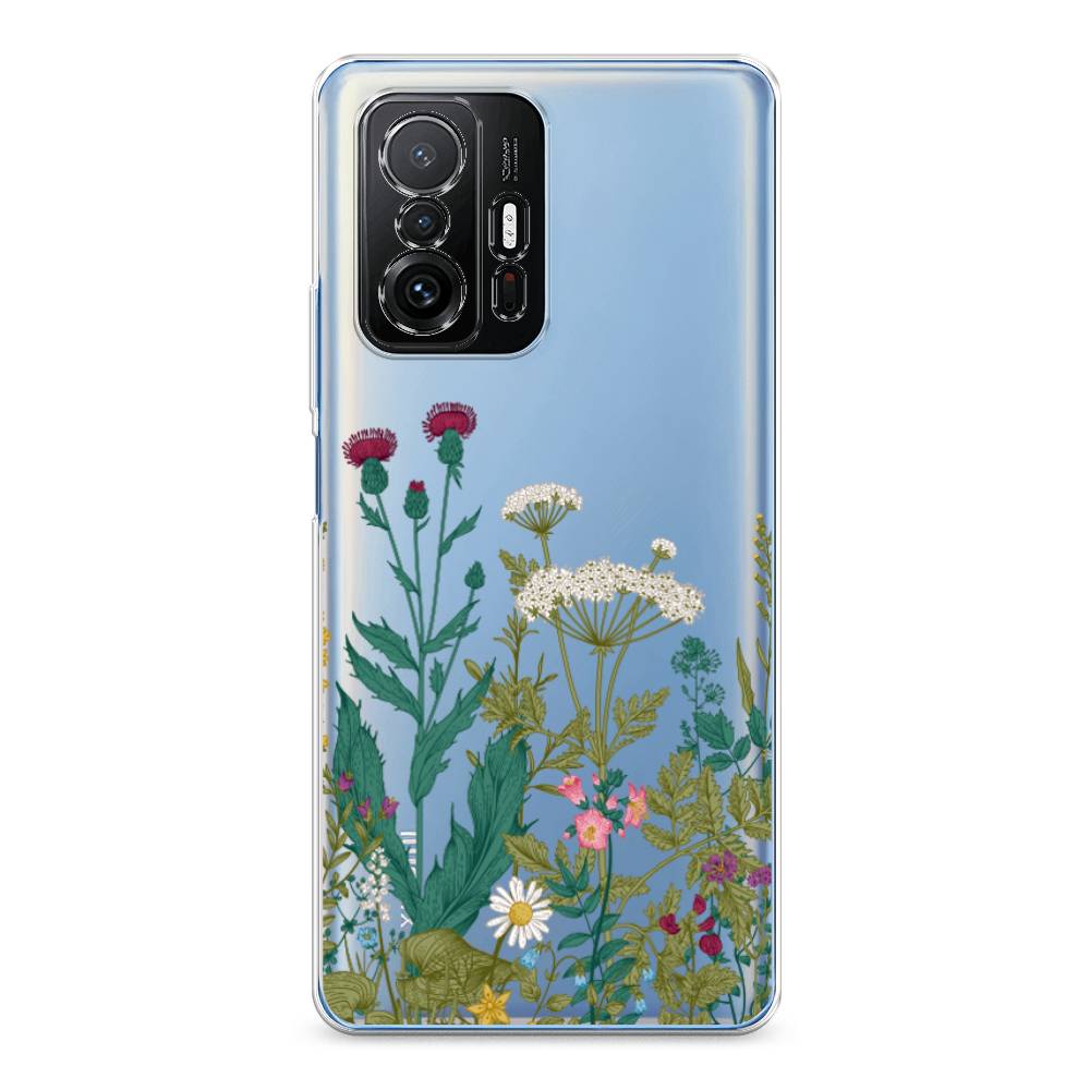 

Чехол на Xiaomi Mi 11T "Дикие полевые цветы", Зеленый;розовый;белый, 313750-2