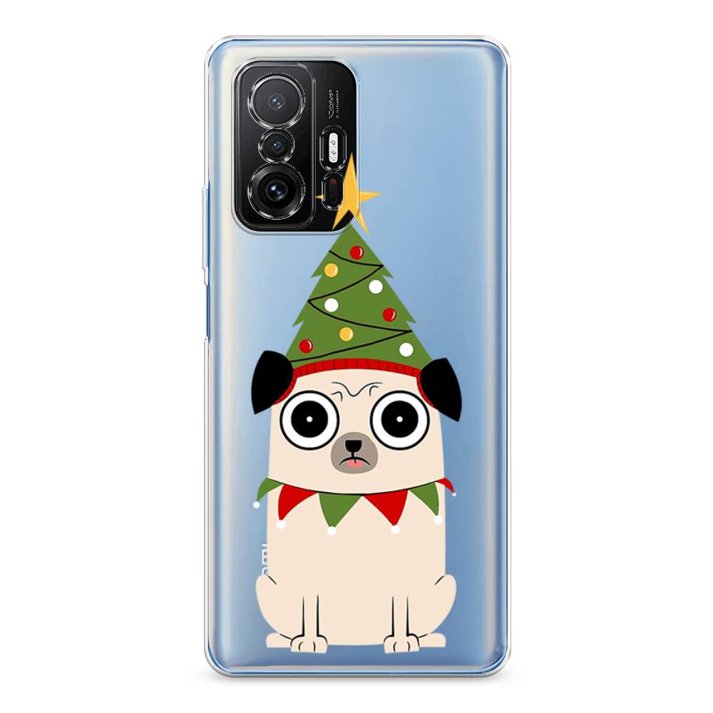 

Чехол на Xiaomi Mi 11T "Собачка с ёлочкой", Бежевый;красный;зеленый, 313750-1