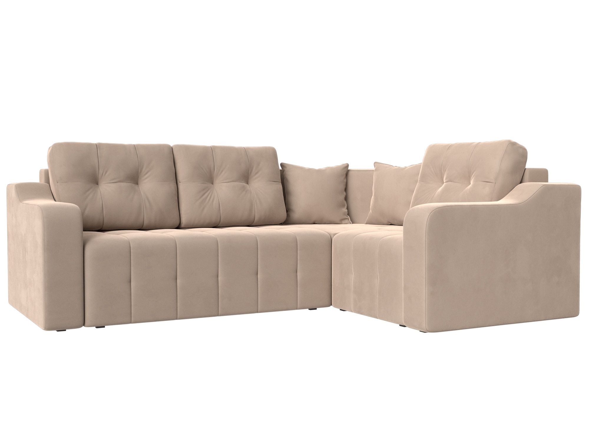 

Диван угловой Хит Диванов Кембридж правый велюр, еврокнижка, бежевый, 10042655