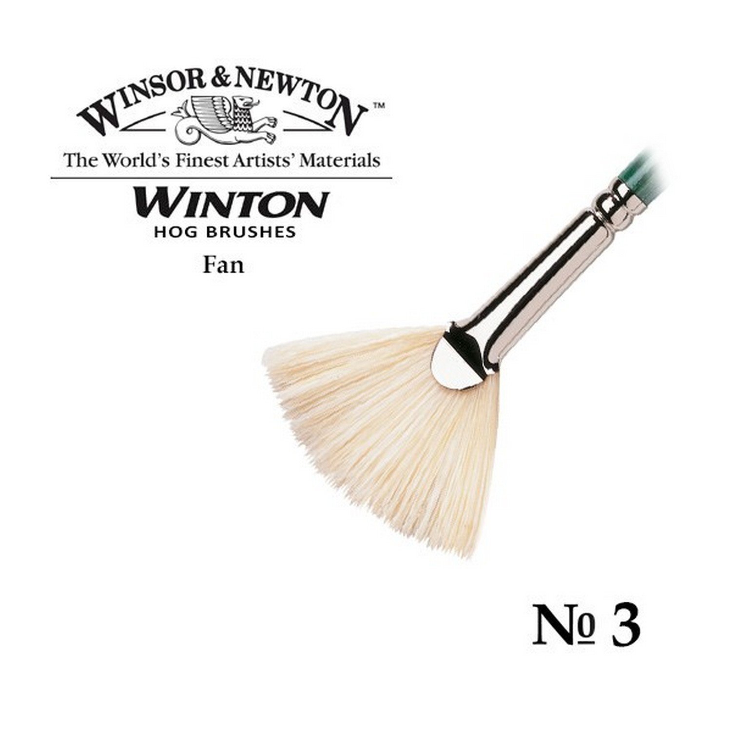 

Кисть W&N Winton для масляных красок, щетина, веерная, размер №3, Зеленый