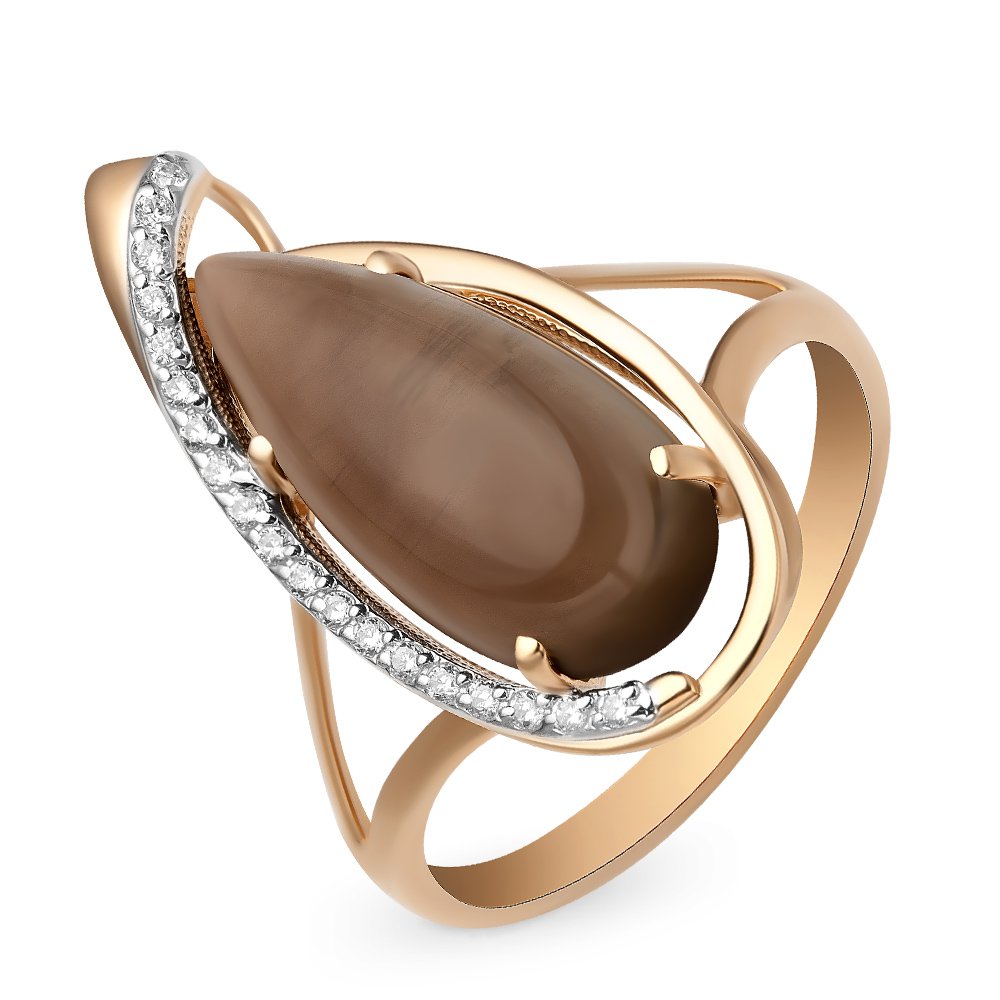 

Кольцо женское из красного золота с раухтопазом, фианитом 585Gold 201012181, р. 20, 201012181