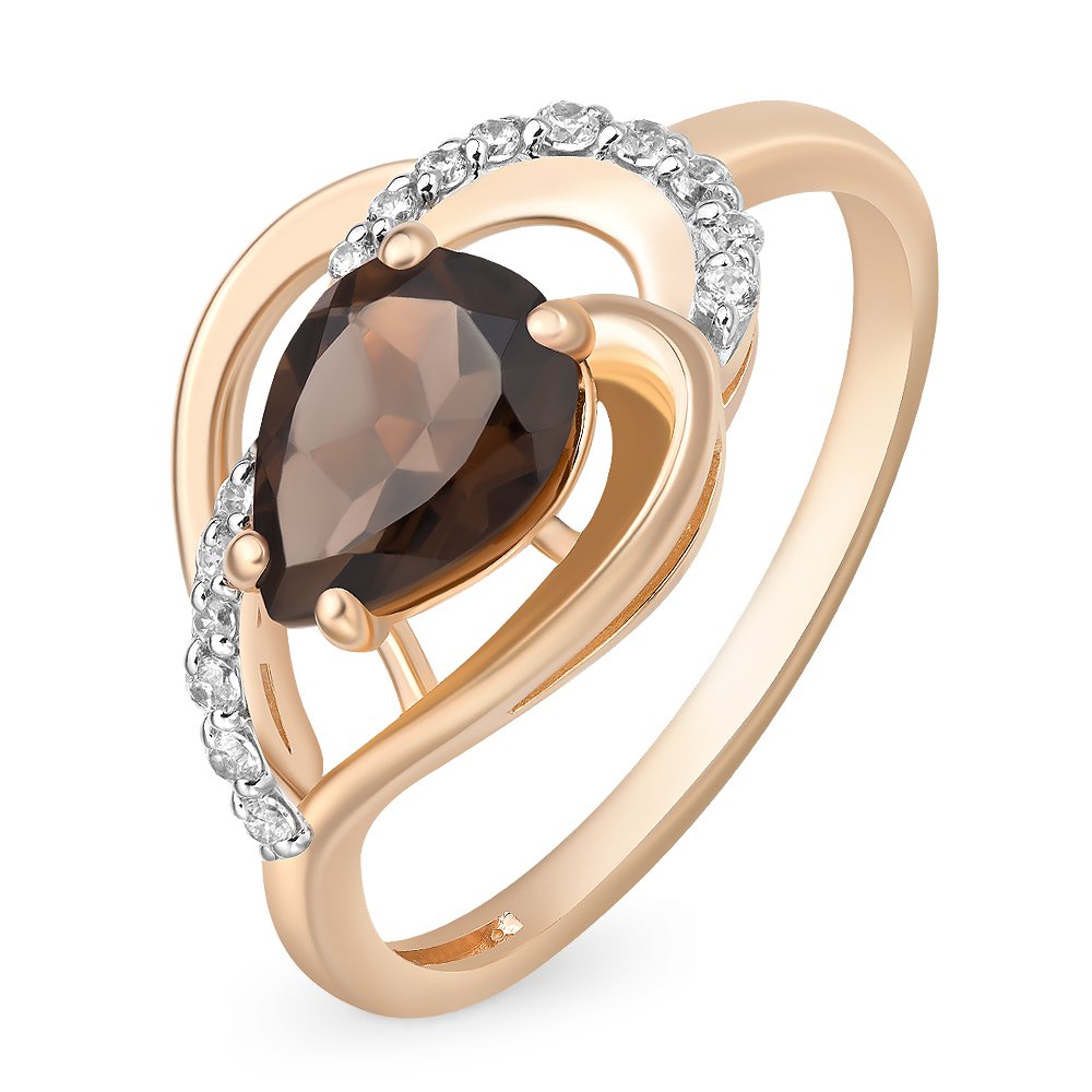 

Кольцо женское из красного золота с раухтопазом, фианитом 585Gold 201012158, р, 201012158