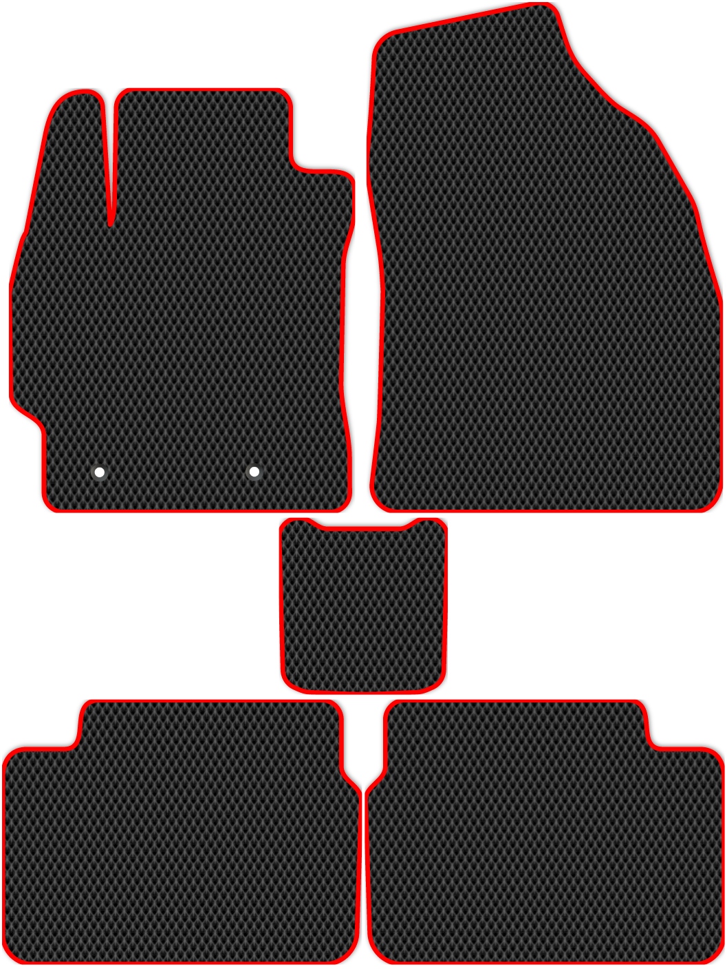 

Коврики ЭВА в салон для Toyota Corolla 10 2006 - 2013, 5 шт. черный, красный кант, 4814-S5YLT-H