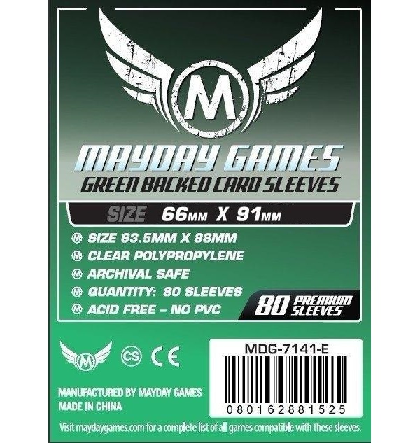 

Протекторы для настольных игр Mayday 66x91мм (Green Backed) (80), Зеленый, MDG-7141E