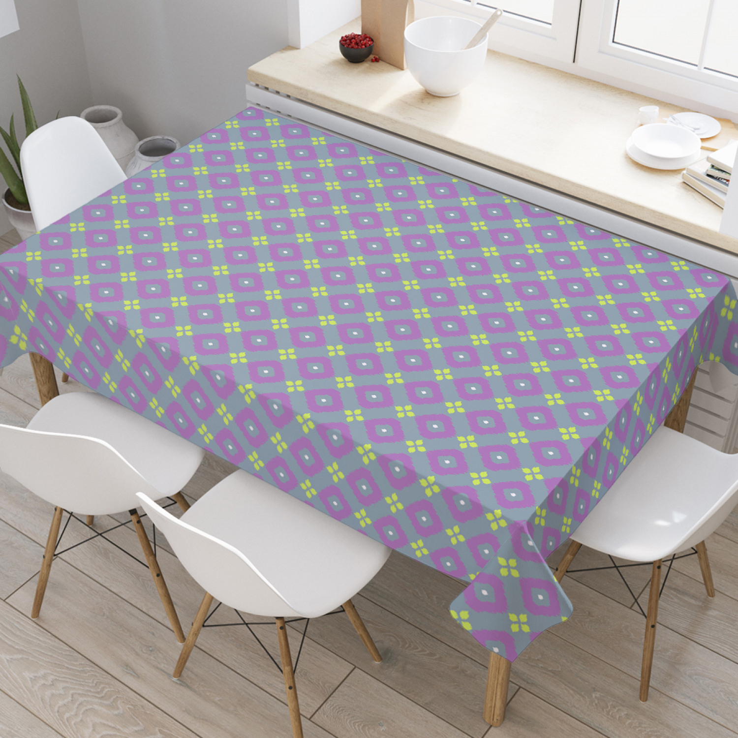 

Скатерть прямоугольная JoyArty "Геометрическая диагональ" из оксфорда, 180x145см, Фиолетовый, Геометрическая диагональ