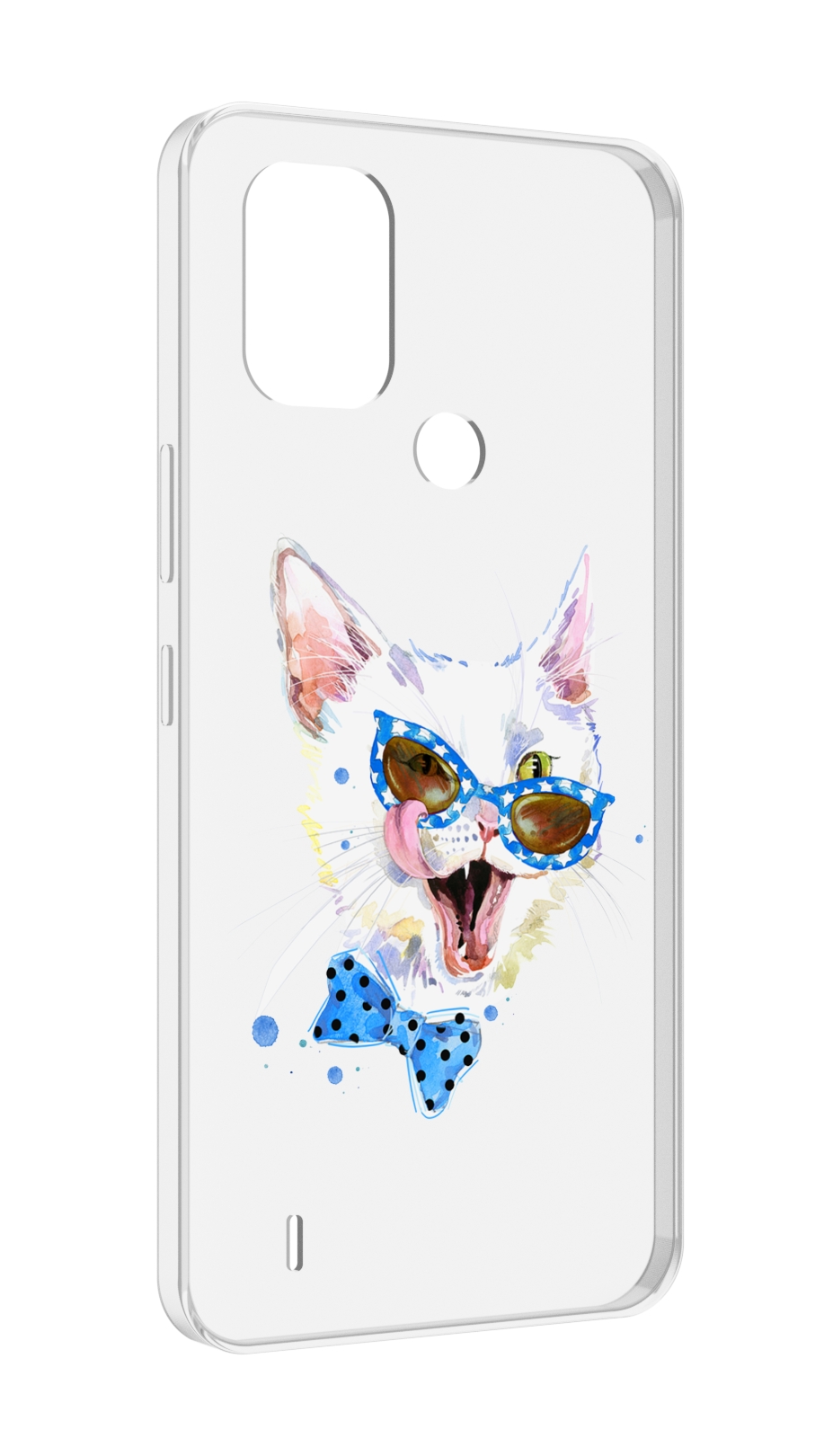 

Чехол MyPads белый кот для Nokia C31, Прозрачный, Tocco