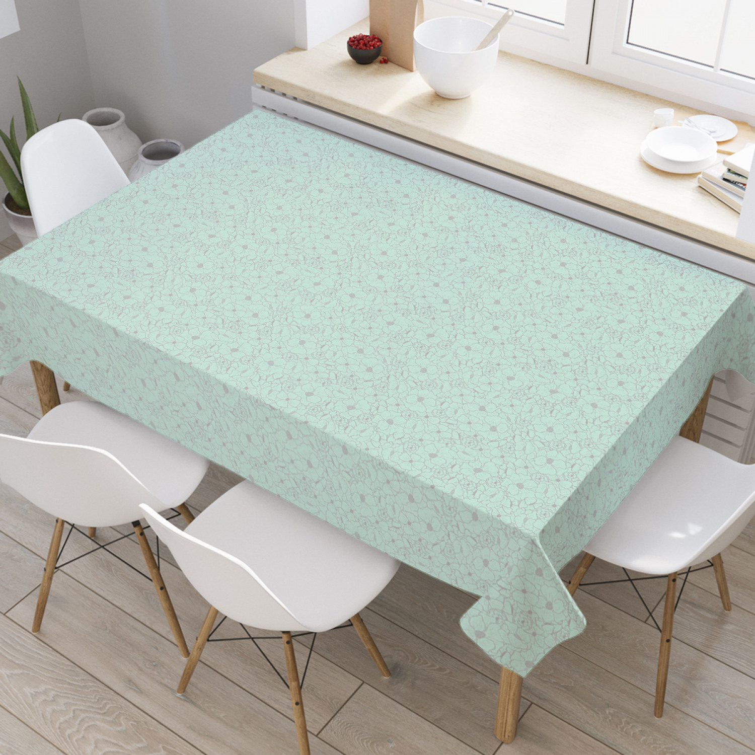 

Скатерть прямоугольная JoyArty "Лепестки сакуры" из оксфорда, 180x145 см, Голубой, Лепестки сакуры