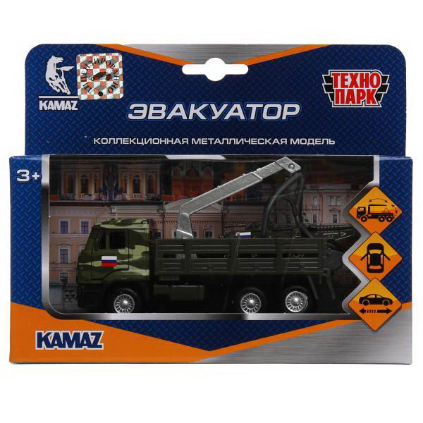 Машинка Технопарк KAMAZ Эвакуатор ВС 12 см SB-19-29-A-WB, Хаки