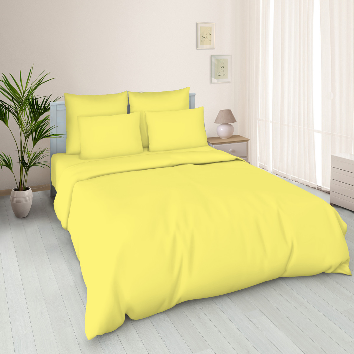 

Простынь Ивановотекстиль евро 220х240 см поплин однотонный Лимонный крем, Лимонный крем