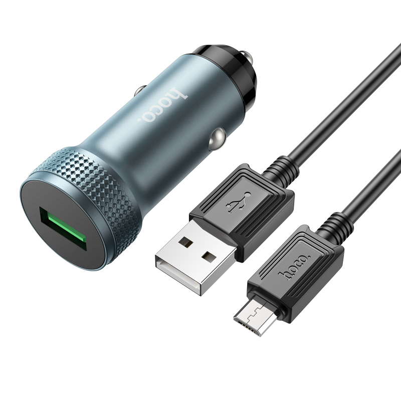 Автомобильное зарядное устройство Hoco Z49A 1USB 3.0A QC3.0 micro USB Metal grey