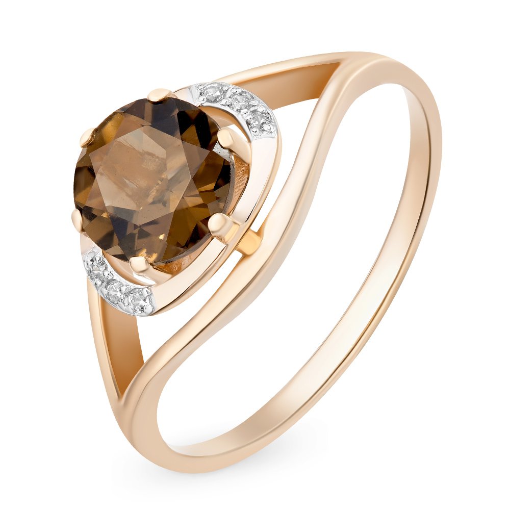 

Кольцо женское из красного золота с раухтопазом, фианитом 585Gold 201012073, р. 19, 201012073