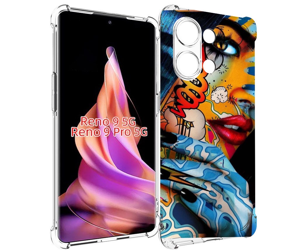 

Чехол MyPads девушка разрисованная краскам иженский для Oppo Reno 9/Reno 9 Pro, Прозрачный, Tocco