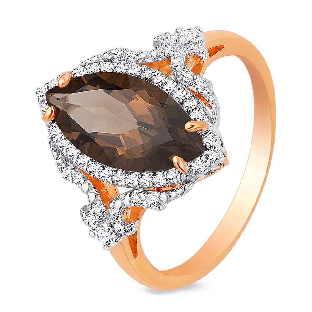 

Кольцо женское из красного золота с раухтопазом, фианитом 585Gold 201011560, р, 201011560