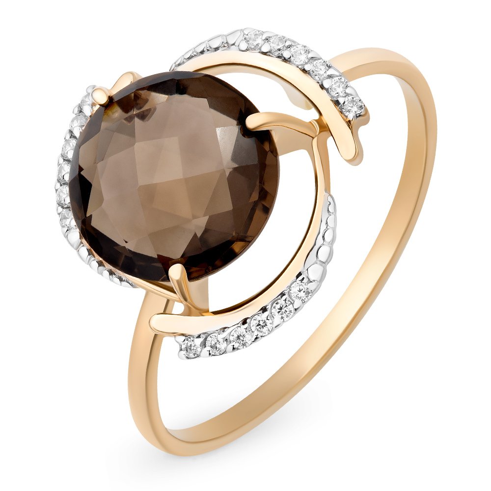 

Кольцо женское из красного золота с раухтопазом, фианитом 585Gold 201011519, р. 20, 201011519