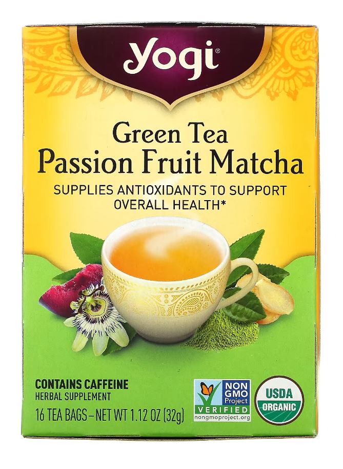 

Чай в пакетиках Yogi Tea Зеленый чай матча с маракуйей, 16 пакетиков