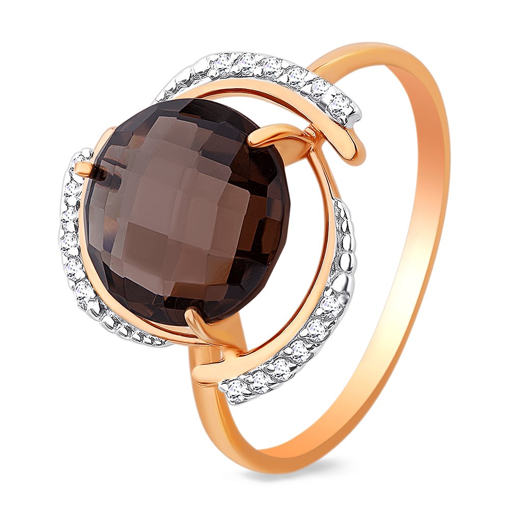 

Кольцо женское из красного золота с раухтопазом, фианитом 585Gold 201011519, р. 18, 201011519
