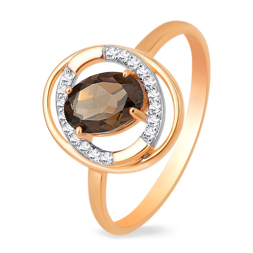 

Кольцо женское из красного золота с раухтопазом, фианитом 585Gold 201011518, р, 201011518