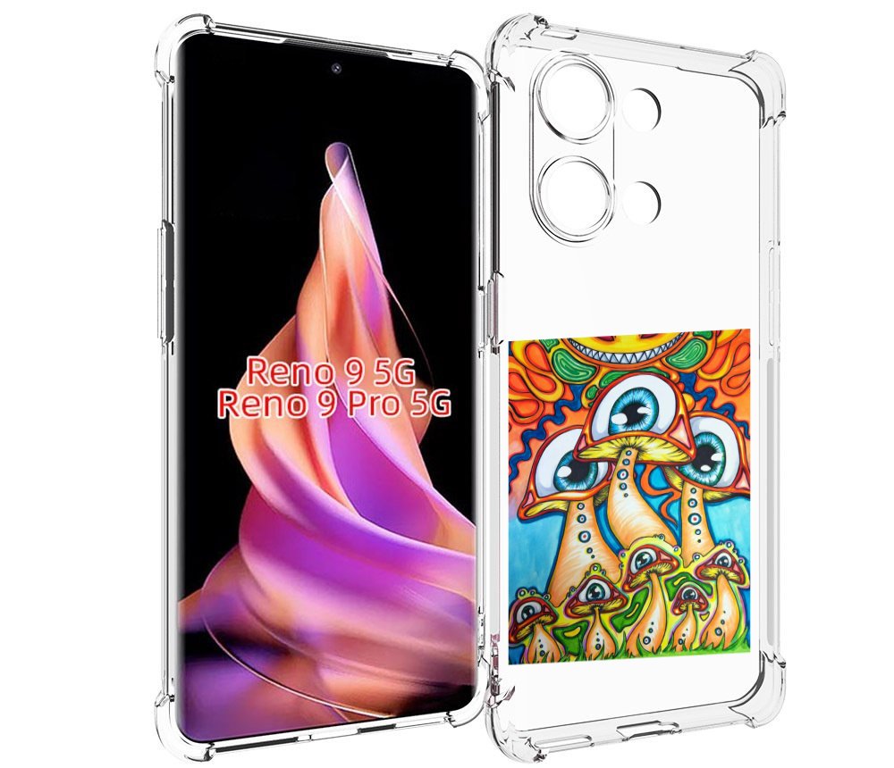 

Чехол MyPads грибы с глазами для Oppo Reno 9/Reno 9 Pro, Прозрачный, Tocco