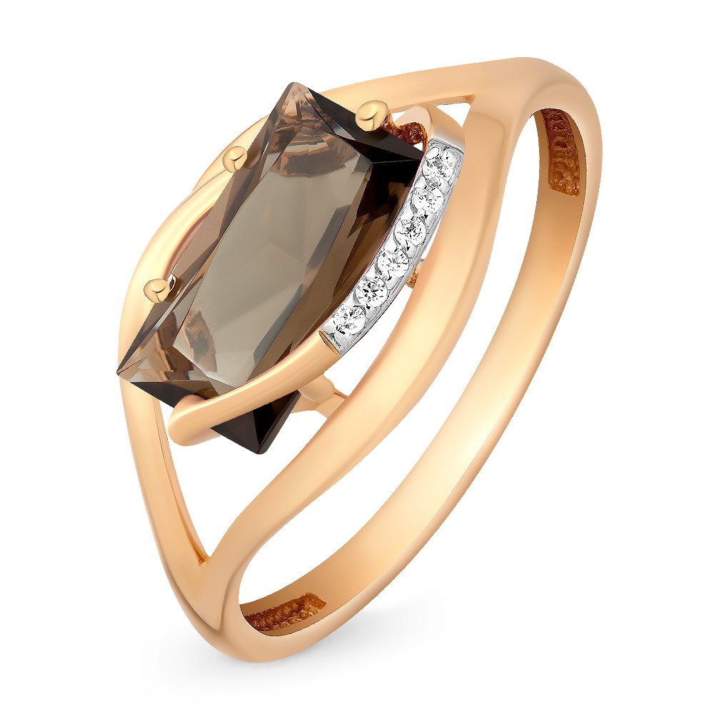 

Кольцо женское из красного золота с раухтопазом, фианитом 585Gold 201011111, р. 20, 201011111