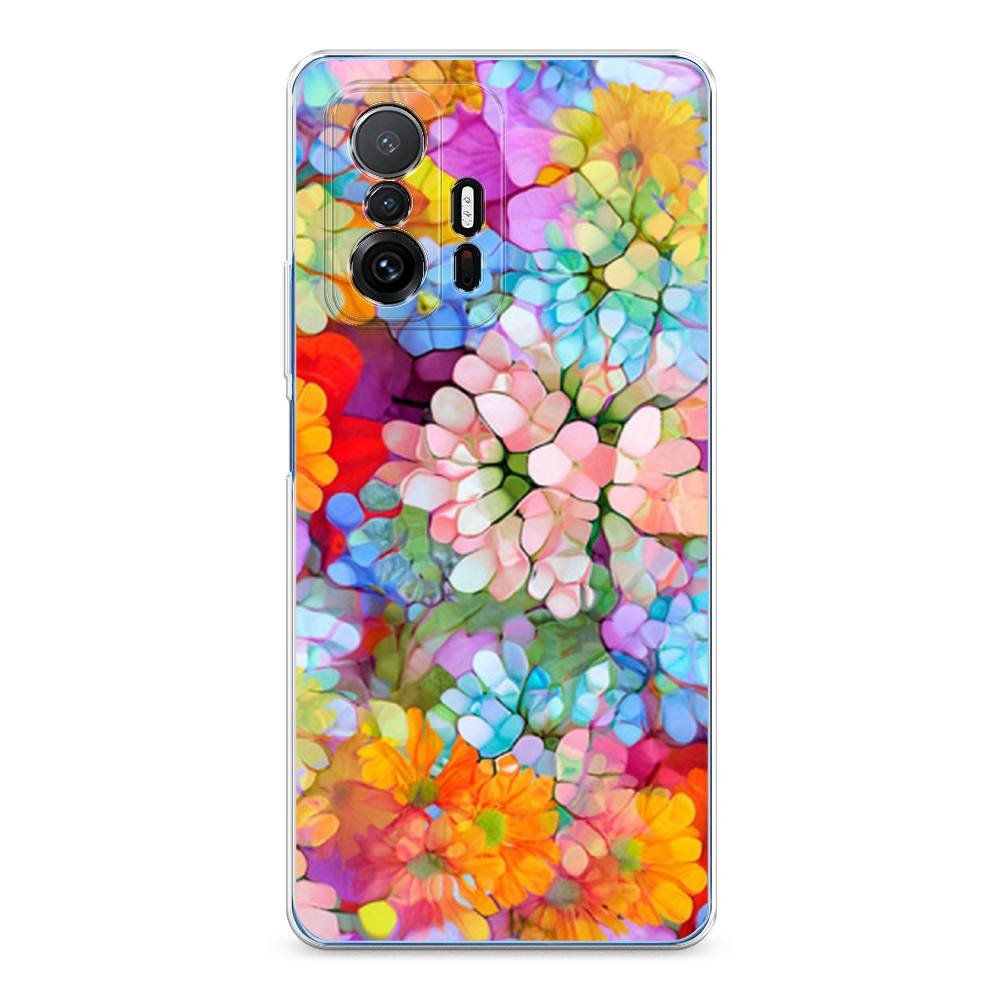 

Чехол на Xiaomi Mi 11T "Цветы витраж", Оранжевый;розовый;голубой, 313750-3