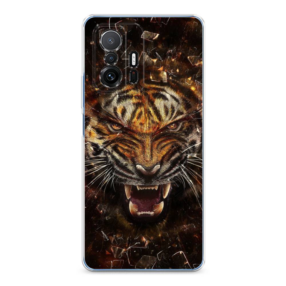 

Чехол на Xiaomi Mi 11T "Тигр осколки", Оранжевый;серый;черный, 313750-1