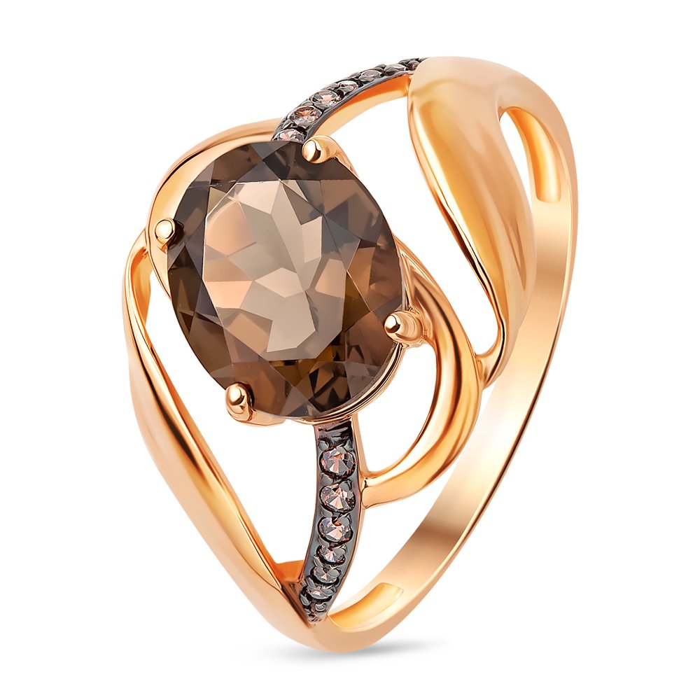 

Кольцо женское из красного золота с раухтопазом, фианитом 585Gold 201007892, р, 201007892