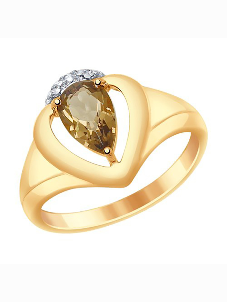 

Кольцо женское из серебра с раухтопазом, фианитом 585Gold 701010830, р, 701010830