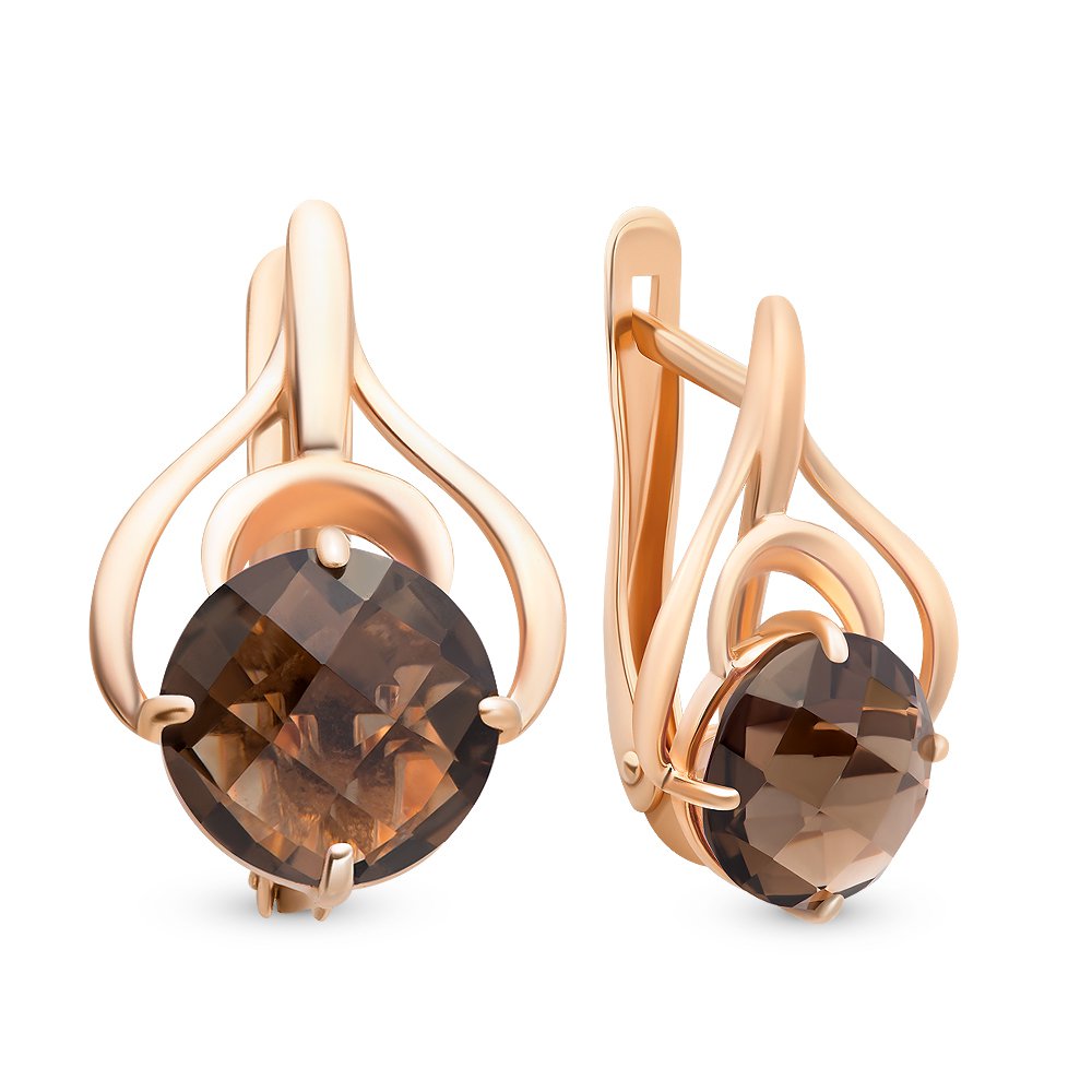 

Серьги из красного золота с раухтопазом 585Gold 202007417, 202007417