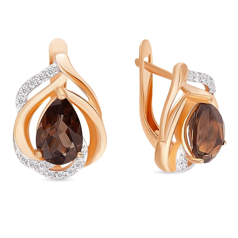

Серьги из красного золота с раухтопазом 585Gold 202005771, 202005771