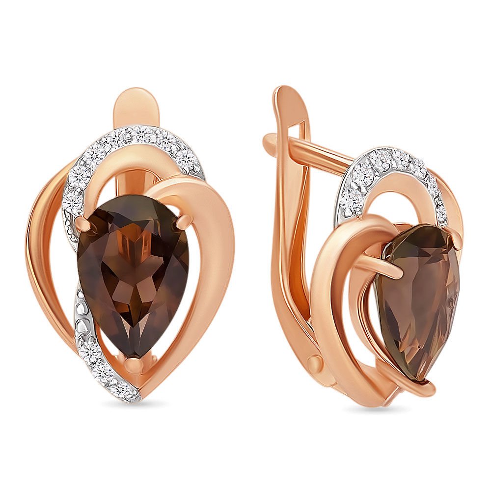 

Серьги из красного золота с раухтопазом 585Gold 202005769, 202005769