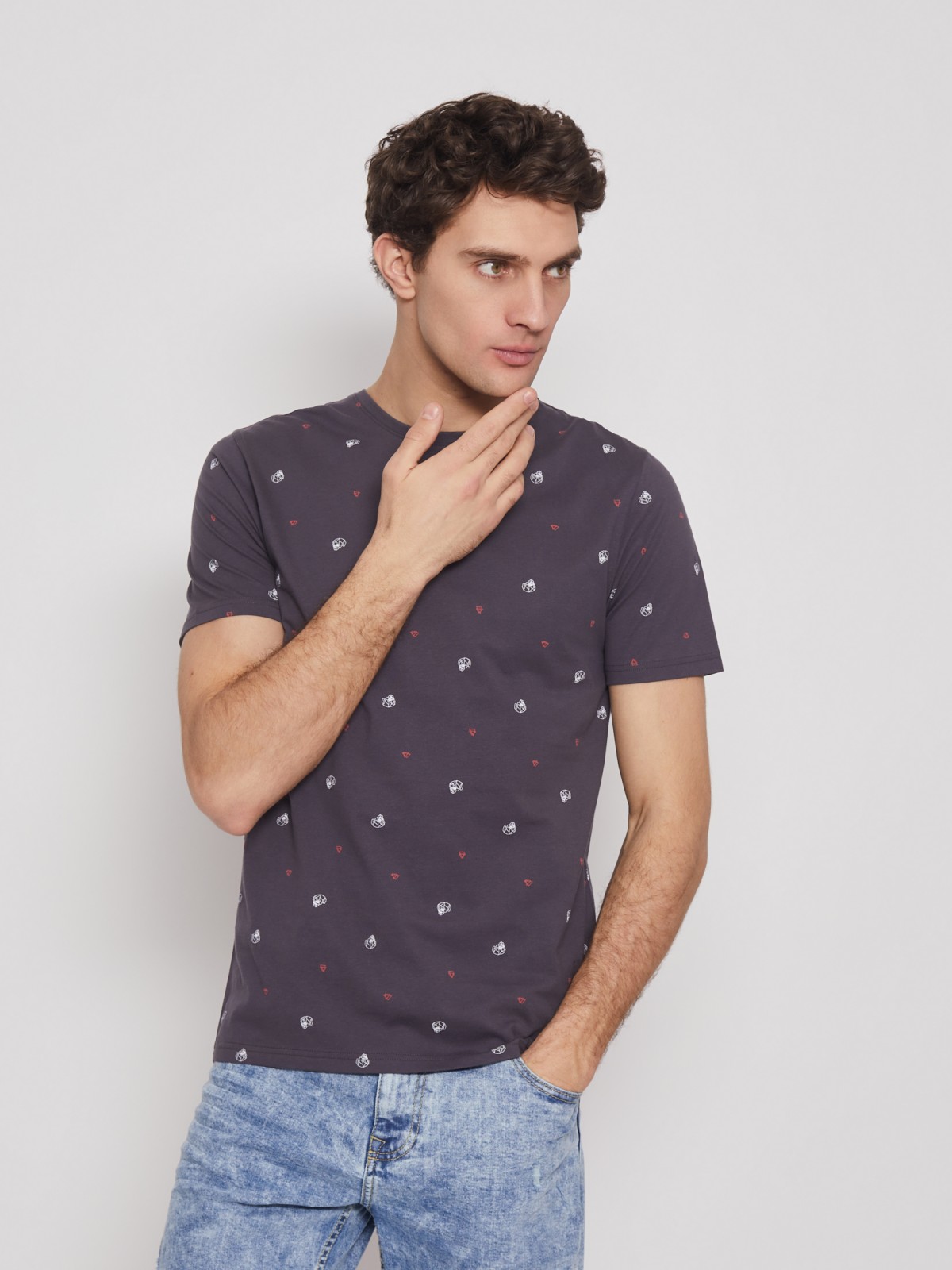 

Футболка мужская Zolla 01224328D163 серая 2XL, 01224328D163
