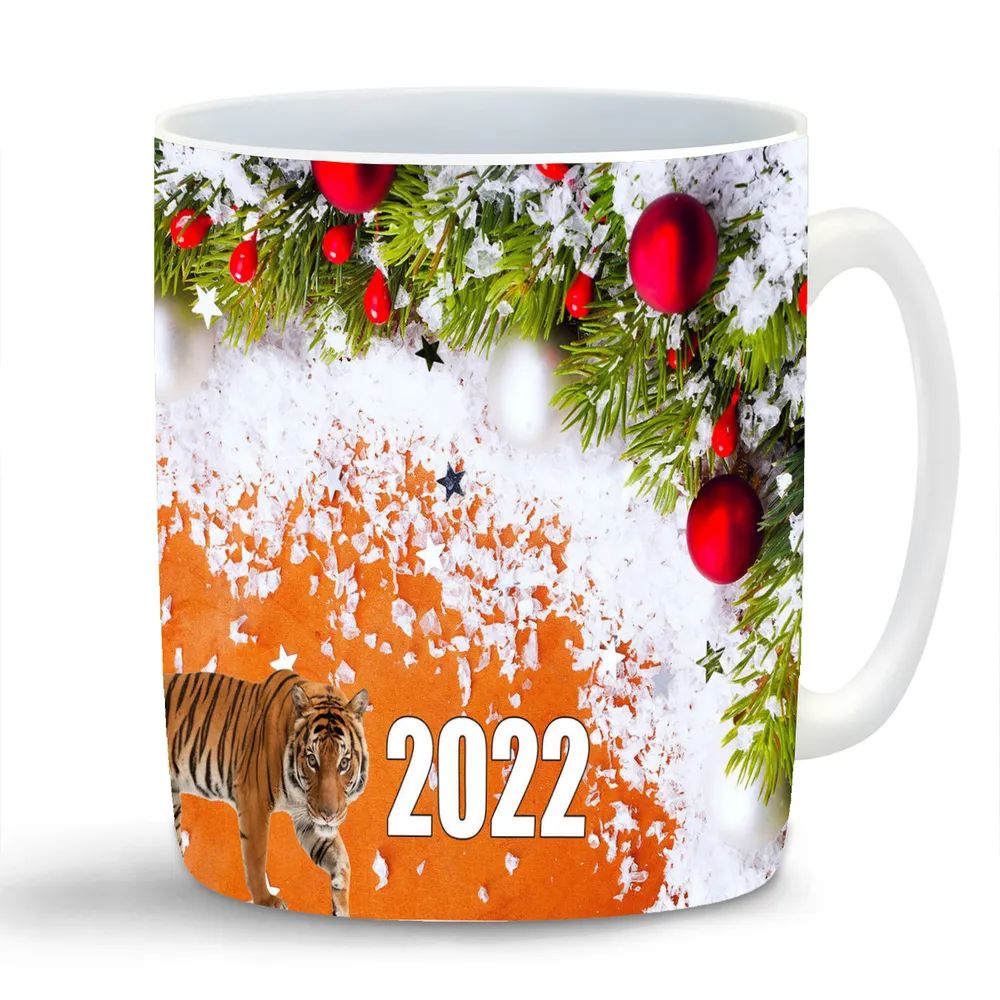 

Кружка CoolPodarok 2020 Год Тигра Новый Год Ёлочные игрушки