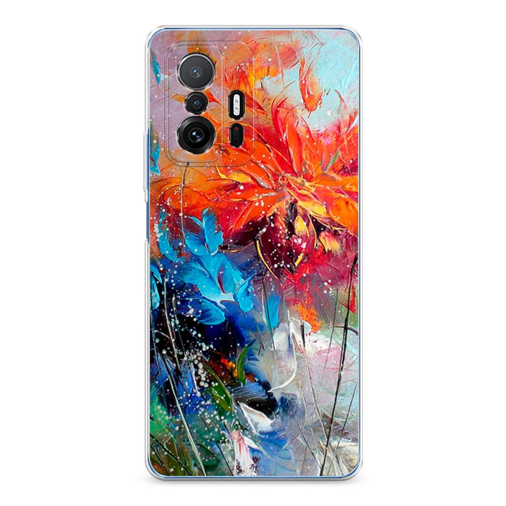 

Чехол на Xiaomi Mi 11T "Абстрактные цветы", Оранжевый;синий, 313750-4