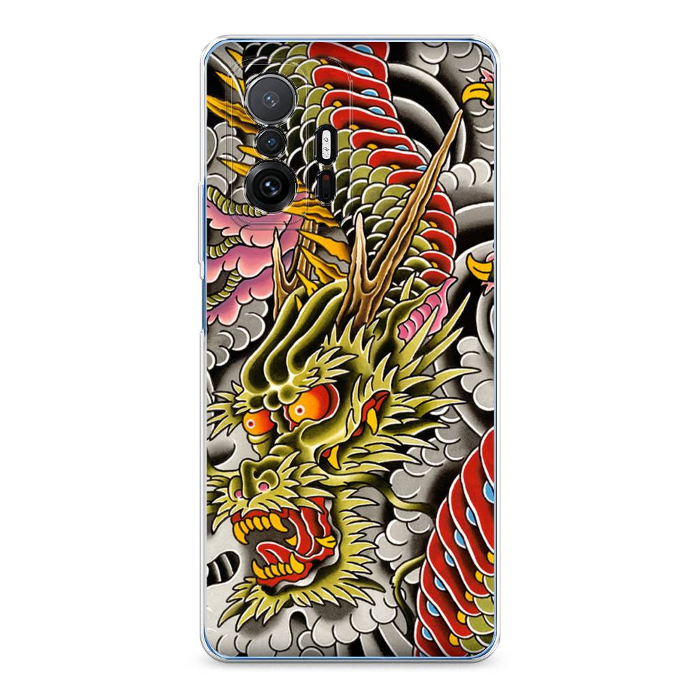

Чехол на Xiaomi Mi 11T "Японский дракон", Желтый;розовый;красный, 313750-4